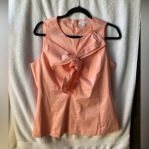 New York & Company Peach Colored Tie Front Bib Collar Blouse